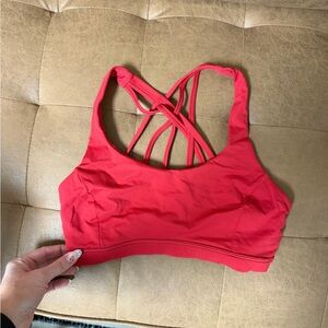 Women's Red Strappy Sports Bra